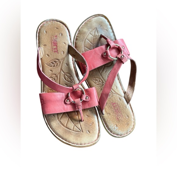 Born women’s Kallan raspberry pink leather Flat Sandal Size 8M preloved - Picture 1 of 9